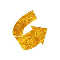 turning arrow drawing in realistic gold style vector