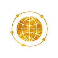 Connected world drawing in realistic gold color style vector