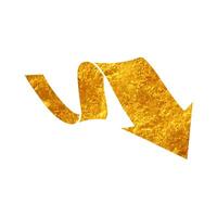 down arrow drawing in realistic gold color style vector