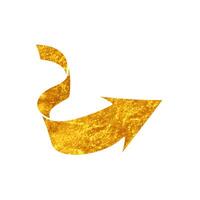 Forward arrow drawing in realistic gold color style vector