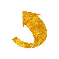 upward arrow drawing in realistic gold color style vector