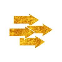 multiple arrow drawing in realistic gold color style vector