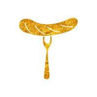 Sausage drawing in realistic gold color style vector