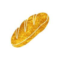 Baguette french bread drawing in realistic gold color style vector