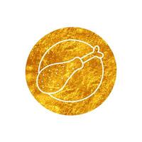 Chicken drum drawing in realistic gold color style vector