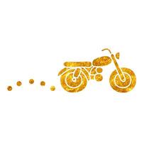 drawing in realistic gold color style map motorcycle route icon vector