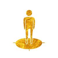 drawing in realistic gold color style map standing person direction icon vector