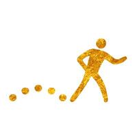 drawing in realistic gold color style map walking route icon vector