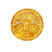 drawing in realistic gold color style mountain icon vector