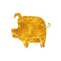 drawing in realistic gold color style pig vector