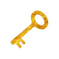 Key drawing in realistic gold color style vector