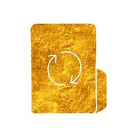Sync folder drawing in realistic gold color style vector