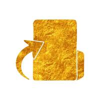 Upload folder drawing in realistic gold color style vector