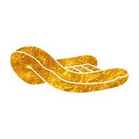 Rubber dinghy drawing in realistic gold color style vector