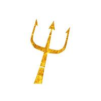 Poseidon trident drawing in realistic gold color style vector