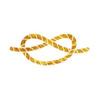 Rope knot drawing in realistic gold color vector