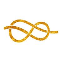 Rope knot drawing in realistic gold style vector