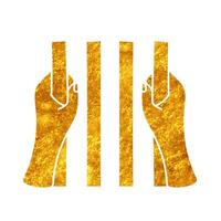 Jail bars drawing in realistic gold color style vector