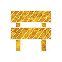 Road warning sign drawing in realistic gold color style vector