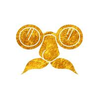 Beaglepuss glasses drawing in realistic gold color style vector