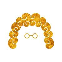 Judge hair and eyeglasses drawing in realistic gold color style vector