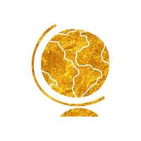 Educational globe drawing in realistic gold color style vector