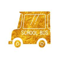 School bus drawing in realistic gold color style vector