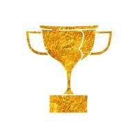 Trophy drawing in realistic gold color style vector