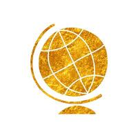 Globe drawing in realistic gold color vector
