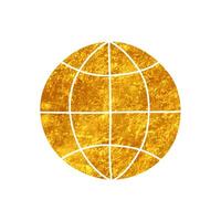 Globe drawing in realistic gold style vector