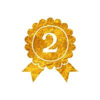 Medal no 2 drawing in realistic gold color style vector