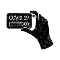 Swab testing kit covid 19 disease detection instrument black hand drawn icon in grunge look vector