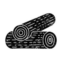 Cabin wood log corner stack black hand drawn icon in grunge look vector