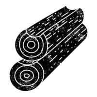 Cabin wood log stack black hand drawn icon in grunge look vector