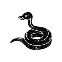 Coiling snake icon Reptile animal pet veterinary black hand drawn icon in grunge look vector