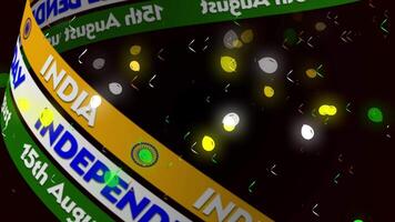 15th August 2025 India Independence Day Animated Background with Tricolor Ribbon, Confetti and Glowing Lights - Patriotic 3D Celebration Loop video