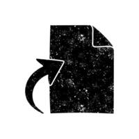 Upload document black hand drawn icon in grunge look vector