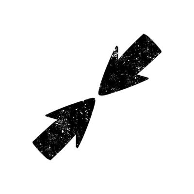 Colliding cursors black hand drawn icon in grunge look