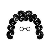 Judge hair and eyeglasses black hand drawn icon in grunge look vector