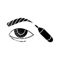Eyebrow pencil black hand drawn icon in halftone texture style vector