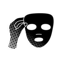 Facial mask sheet black hand drawn icon in halftone texture style vector