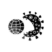 World icon and virus concept black hand drawn icon in halftone texture style vector