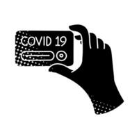 Swab testing kit covid19 disease detection instrument black hand drawn icon in halftone texture style vector