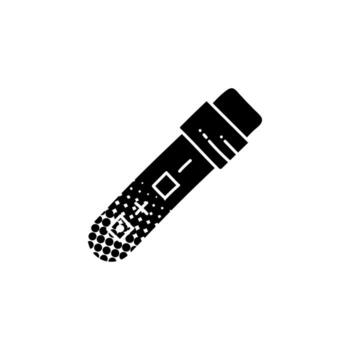 Lab testing tube with positive and negative result black hand drawn icon in halftone texture style vector
