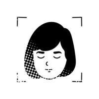Face recognition concept black hand drawn icon in halftone texture style vector