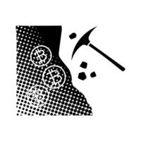 Bitcoin cryptocurrency mining concept black hand drawn icon in halftone texture style vector
