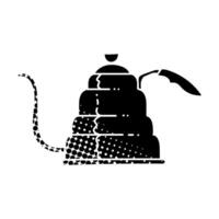 Coffee brewing water kettle black hand drawn icon in halftone texture style vector