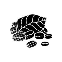 coffee bean and leaves black hand drawn icon in halftone texture ground vector