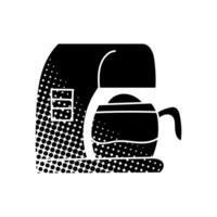 Coffee machine icon instant coffee brewing black hand drawn icon in halftone texture style vector