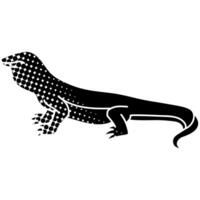 komodo dragon animal reptile icon black hand drawn icon in halftone texture vector